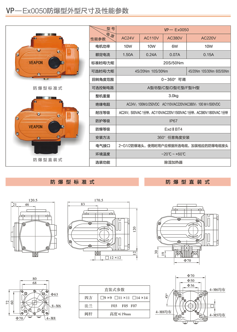 VEAPON防爆電動執(zhí)行選型